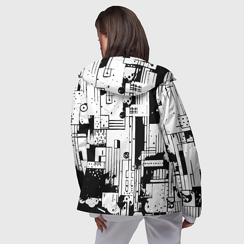 Женская ветровка Чёрно-белый светлая абстракция / 3D-Черный – фото 4