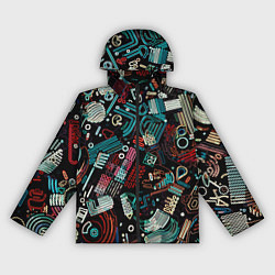 Ветровка с капюшоном женская Чёрный с абстрактными полосами, цвет: 3D-черный