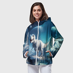 Ветровка с капюшоном женская Снежный динозавр - история вымирания, цвет: 3D-белый — фото 2