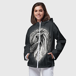 Ветровка с капюшоном женская Черепа лошадей - эскиз, цвет: 3D-белый — фото 2