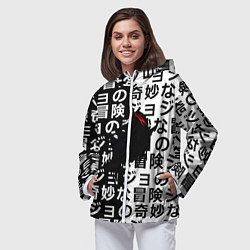 Ветровка с капюшоном женская Берсерк японские символы, цвет: 3D-белый — фото 2