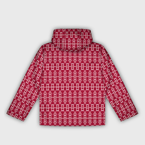 Женская ветровка Красно белый геометрический узор ретро / 3D-Белый – фото 2
