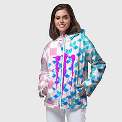 Ветровка с капюшоном женская Monster energy neon anime, цвет: 3D-белый — фото 2