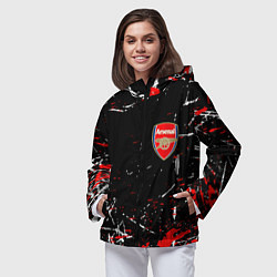Ветровка с капюшоном женская Арсенал штрихи красок, цвет: 3D-черный — фото 2