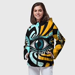 Ветровка с капюшоном женская Глаз - психоделика, цвет: 3D-черный — фото 2
