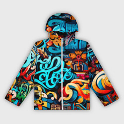 Ветровка с капюшоном женская Abstract graffiti - ai art, цвет: 3D-белый