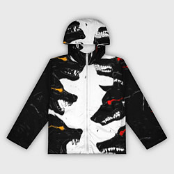 Ветровка с капюшоном женская Волки со светящимися глазами, цвет: 3D-белый