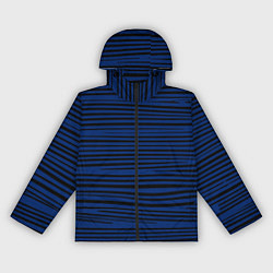 Ветровка с капюшоном женская Чёрно-синий в тонкую волнистую полоску, цвет: 3D-черный