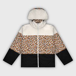 Ветровка с капюшоном женская Леопардовый паттерн с черной и бежевой полосой, цвет: 3D-белый