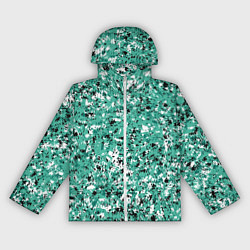 Ветровка с капюшоном женская Бирюзовый с чёрно-белыми пятнами, цвет: 3D-белый