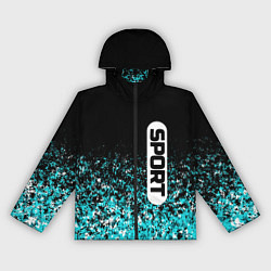 Ветровка с капюшоном женская Sport чёрно-голубой пятнистый, цвет: 3D-черный