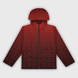 Ветровка с капюшоном женская Тёмно-красный цветочный орнамент градиент, цвет: 3D-черный