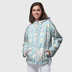 Ветровка с капюшоном женская Нежные зайки, цвет: 3D-белый — фото 2