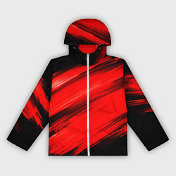 Ветровка с капюшоном женская Красные мазги краски на черном, цвет: 3D-белый