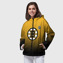 Ветровка с капюшоном женская Бостон Брюинз - геометрический градиент, цвет: 3D-черный — фото 2