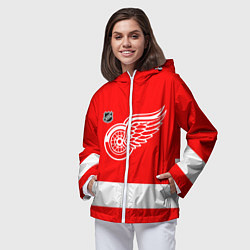 Ветровка с капюшоном женская Detroit Red Wings hockey, цвет: 3D-белый — фото 2