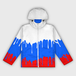 Ветровка с капюшоном женская Патриот - флаг, цвет: 3D-белый