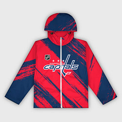 Ветровка с капюшоном женская Вашингтон Кэпиталз - бырзги красок, цвет: 3D-белый