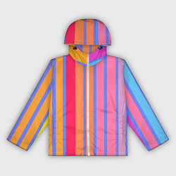 Ветровка с капюшоном женская Теплые цветные полосы, цвет: 3D-белый
