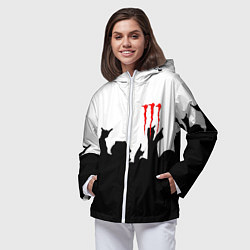 Ветровка с капюшоном женская Monster energy rock black, цвет: 3D-белый — фото 2