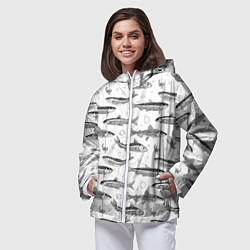 Ветровка с капюшоном женская Корюшка паттерн, цвет: 3D-белый — фото 2