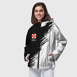 Ветровка с капюшоном женская Umbrella Corp - black and white, цвет: 3D-черный — фото 2