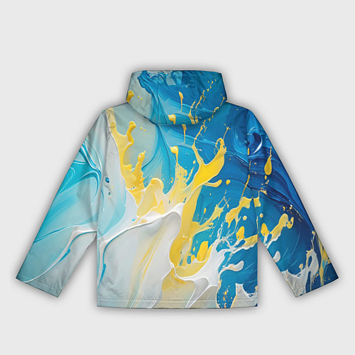 Женская ветровка Масляные краски, брызги, желтые белые синие цвета / 3D-Белый – фото 2