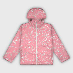 Ветровка с капюшоном женская Искристый розовый терраццо, цвет: 3D-белый
