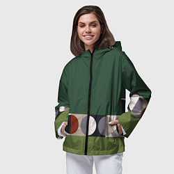 Ветровка с капюшоном женская Луна Малевича сосновый зеленый, цвет: 3D-черный — фото 2