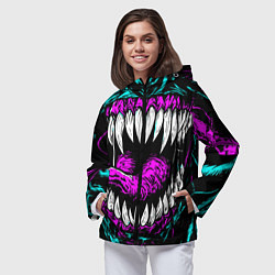 Ветровка с капюшоном женская Клыки венома, цвет: 3D-черный — фото 2