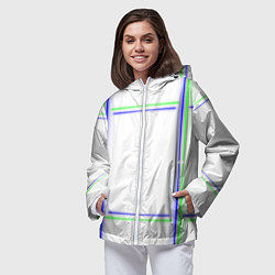 Ветровка с капюшоном женская Neon white green light blue, цвет: 3D-белый — фото 2