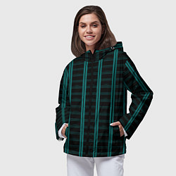 Ветровка с капюшоном женская Color blue dark stripe, цвет: 3D-черный — фото 2