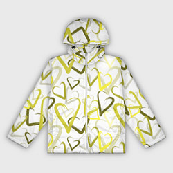 Ветровка с капюшоном женская Зеленые сердца, цвет: 3D-белый