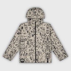 Ветровка с капюшоном женская Иероглифы маори, цвет: 3D-черный