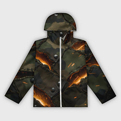 Ветровка с капюшоном женская Порванная камуфляжная ткань с огнем, цвет: 3D-белый