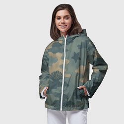 Ветровка с капюшоном женская Подводный текстурный камуфляж, цвет: 3D-белый — фото 2