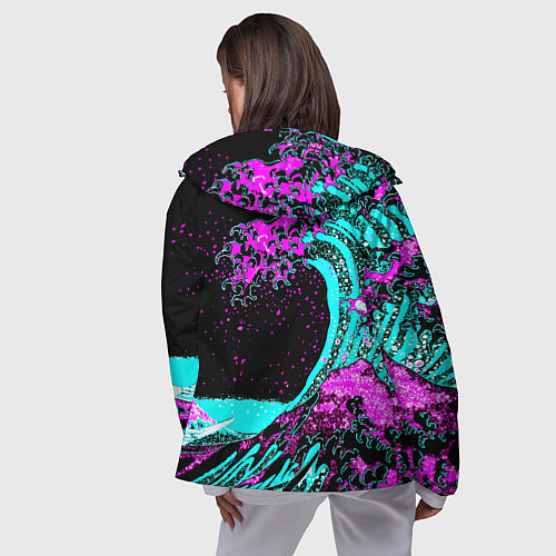 Женская ветровка Doom самураи неоновая волна / 3D-Черный – фото 4