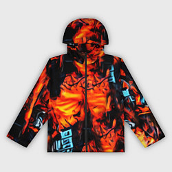 Ветровка с капюшоном женская Абстрактная текстура рыжего пламени, цвет: 3D-черный