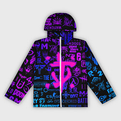 Ветровка с капюшоном женская Doom логотипы игр неон, цвет: 3D-белый