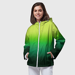 Ветровка с капюшоном женская Градиент укропное зеленое омбре, цвет: 3D-белый — фото 2