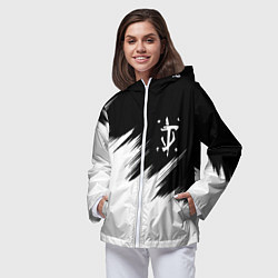 Ветровка с капюшоном женская Doom краски черно белый, цвет: 3D-белый — фото 2
