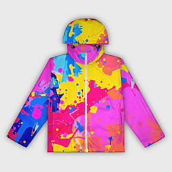 Ветровка с капюшоном женская Яркие пятна акриловой краски на стене, цвет: 3D-белый