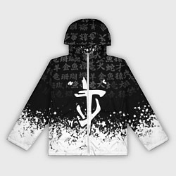 Ветровка с капюшоном женская Doom японские символы краски, цвет: 3D-белый