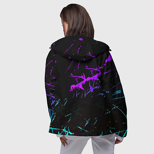 Женская ветровка Doom неоновые штрихи / 3D-Черный – фото 4