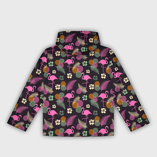 Женская ветровка Фламинго и листья на темно-синем / 3D-Белый – фото 2