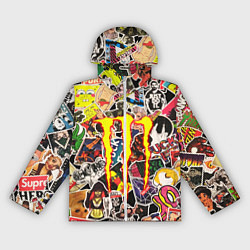 Ветровка с капюшоном женская Monster energy stikers logo, цвет: 3D-белый