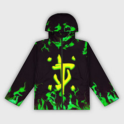 Ветровка с капюшоном женская Doom зелёный огонь, цвет: 3D-черный