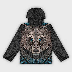 Ветровка с капюшоном женская Медведь в виде древнего орнамента символов, цвет: 3D-черный
