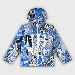 Ветровка с капюшоном женская Monster energy sticker blue, цвет: 3D-белый