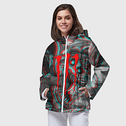 Ветровка с капюшоном женская Monster energy glitch, цвет: 3D-белый — фото 2